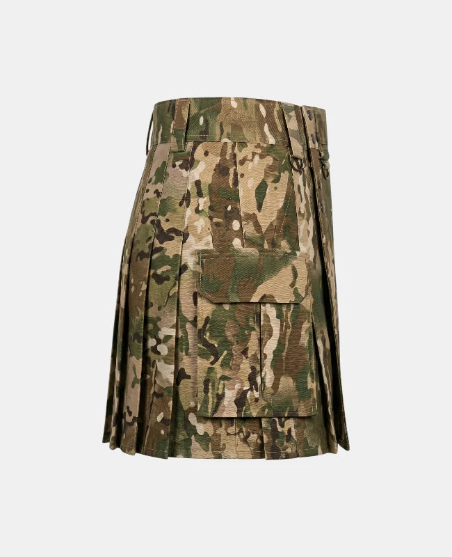 Women Camo Tactical Duty Multicam Army Utility Kilt Right Side