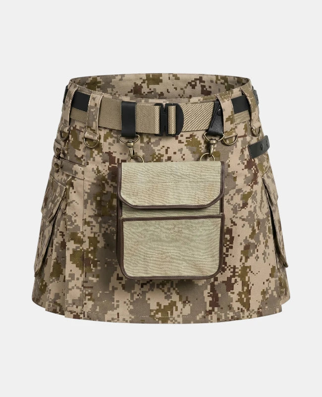 Women Camo Tactical Utility Kilt Front