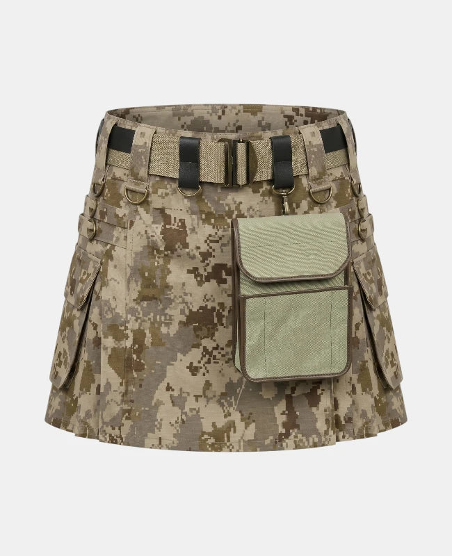 Women Camo Tactical Utility Kilt Right Side