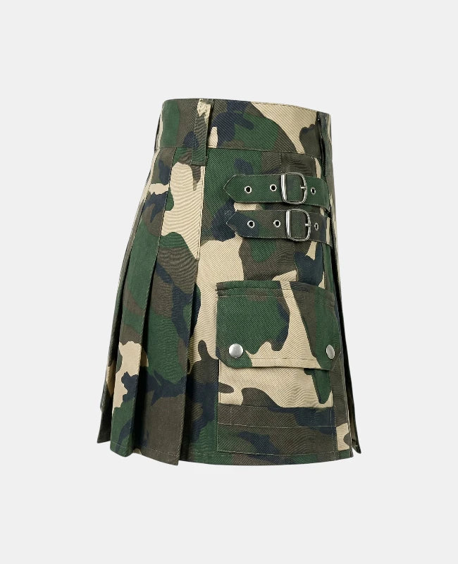 Women Camo Woodland Utility Kilt Right Side