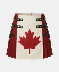 Women Canadian Flag Cotton Hybrid Utility Kilt Front