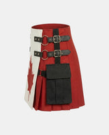 Women Canadian Flag Cotton Hybrid Utility Kilt Left Side