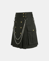 Women Gothic Utility Kilt With Chains Left Side