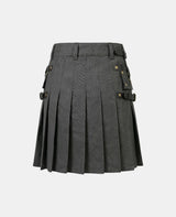 Women Italian Flag Black Denim Kilt Back