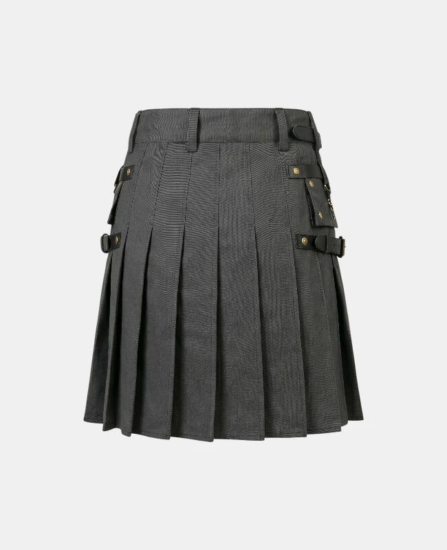 Women Italian Flag Black Denim Kilt Back