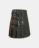 Women Italian Flag Black Denim Kilt Left Left
