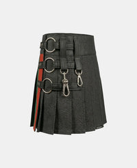 Women Italian Flag Black Denim Kilt Left Left