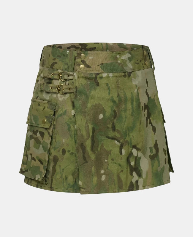 Women Multicam Utility Tactical Kilt Front