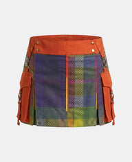 Women Multicolor Rainbow Kilt Front