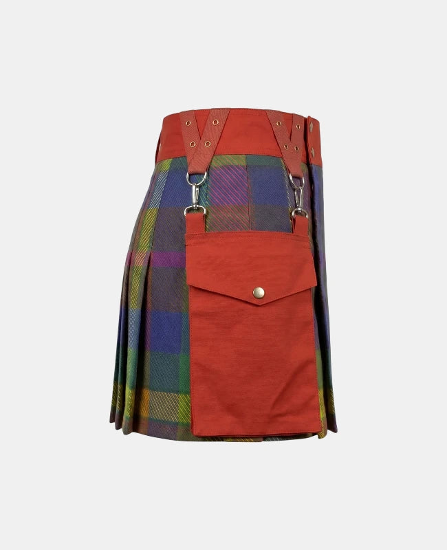 Women Multicolor Rainbow Kilt Right Side