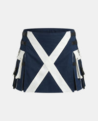 Women Traditional Scotland Flag Utility Kilt Front