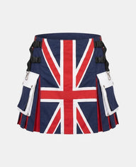 Women UK Flag Hybrid Utility Kilt Front