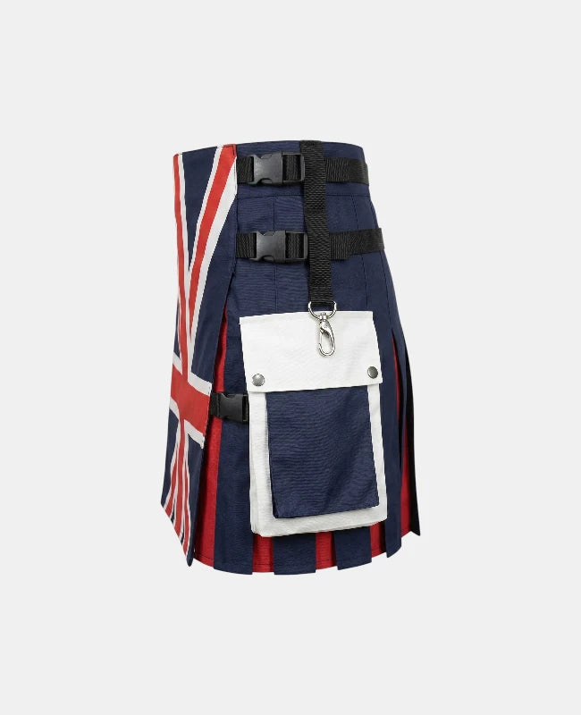 Women UK Flag Hybrid Utility Kilt Left Side
