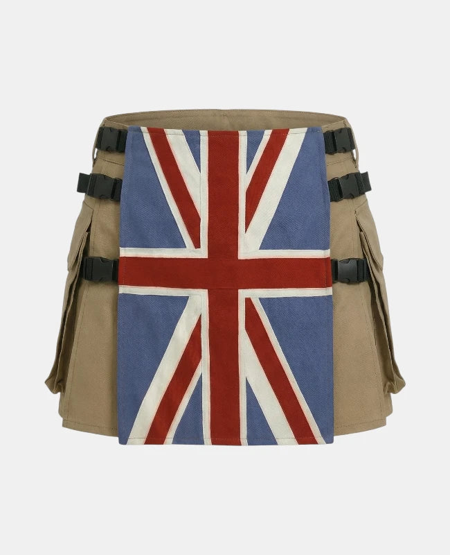Women UK Flag Utility Kilt Front