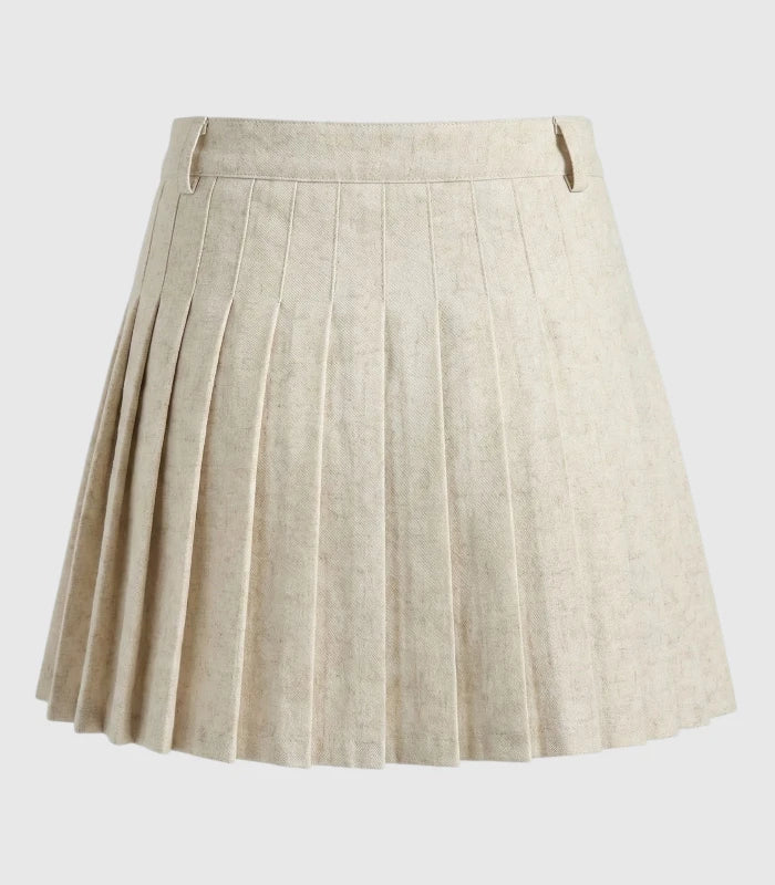 Beige pleated skirt on a light gray background