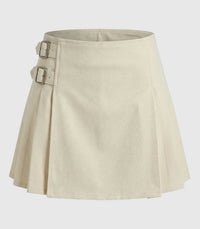 Beige skirt with belt on a light gray background