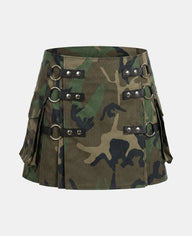 Women Woodland Camouflage Utility Kilt Front