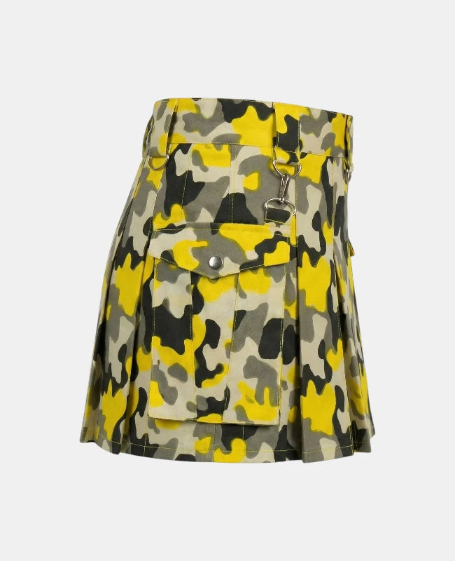 Women Modern Pattern Tactical Camo Utility Kilt Right Side