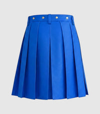 plain Standard Blue Leather Kilt Back