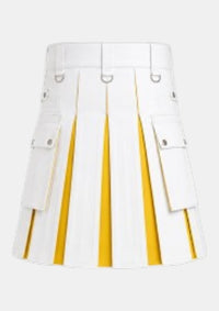 White & Yellow Hybrid Leather Utility Kilt