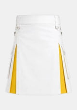 White & Yellow Hybrid Leather Utility Kilt